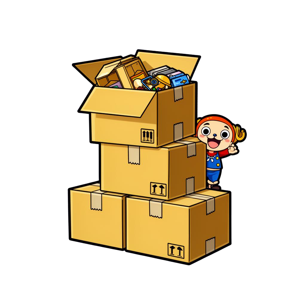 Pile de cartons dans un utilitaire